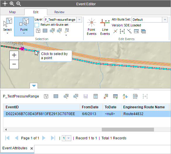 Selecting events by point Selecting events by point