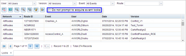 Disabling conflict prevention prompts through the Show Locks table Disabling conflict prevention prompts through the Show Locks table